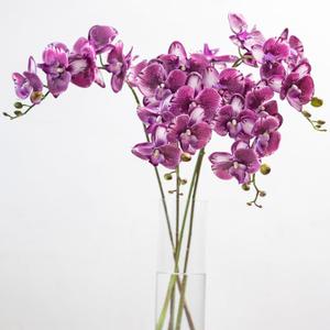 35 Inch Artificial Butterfly Orchid Flowers 4 Pcs Soft Touch Orchid Fake Phalaenopsis Flowers Stem Plants for Wedding Home Decoration (Deep Purple 4pcs)