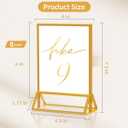 PPH-Sisy Acrylic Sign Holder 5x7 Gold Picture Frame Clear Acrylic Frames Display Stand Double Sided Table Menu Holders for Wedding Table Numbers Restaurant Photos (8 pcs)