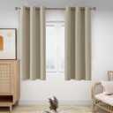 Deconovo Blackout Grommet Curtains  Thermal Insulated, Noise-Reducing, Sustainable & Easy-Care Drapes for Bedroom, Living Room & Office  Oeko-TEX Certified, Beige, 42W x 63L Inch (Set of 2)