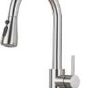 Kitchen Faucet with Pull Down Sprayer - Brushed Nickel Single Handle Kitchen Faucets, High Arc Stainless Steel Pull Out Kitchen Sink Faucet with Deck for RV Laundry Farmhouse