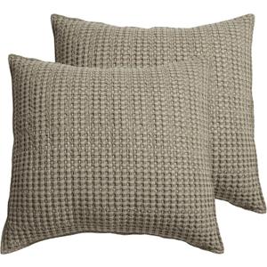 Levtex Home - Mills Waffle - Euro Sham (Set of Two) - Taupe - Sham Size (26x26in.), No Insert