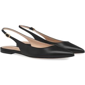 FOWT Simple Closed Pointed Toe Slingback Buckle Strap Womens Flats Comfort Casual Daily Mules Shoes Ladies Slip on Sandals for Dressy Driving Commuting Travel, US Size 4-16 M (7, Black)