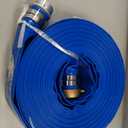 1-1/4" x 100ft PVC Lay Flat Water Pump Discharge Hose with NPT Pin Lug and Nipple Fittings, Heavy Duty Reinforced Pool Backwash Hose Assembly
