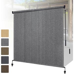 Shade&Beyond Outdoor Roller Shades with Splicing Design, 6' W x 6' H Cordless Patio Roll Up Blinds, Exterior Shade Cloth Roll for Porch, Gazebo, Pergola, Balcony, Gray