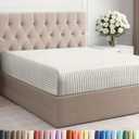 King Fitted Bed Sheet - Bottom Single Fitted Sheet Only - Ultra-Soft Hotel Luxury Bedding w/ 8-16 Inch Deep Pockets - Breathable & Wrinkle Free - Easy-Care, Fade & Shrink Resistant - Beige Stripes 2