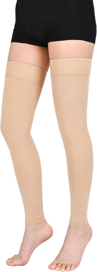 Thigh High Compression Stockings for Women Men, 20-30mmHg Footless Graduated Compression Socks with Silicone Band, Medical Support Sock for Varicose Veins, Edema, Post-Surgery, Sports, XL