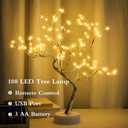 PXBNIUYA 108 LED Sparkly Fairy Tree Lamp, Warm White, Remote Control, USB/Battery, 8 Modes, DIY Bonsai Decor, Festival Decoration Light