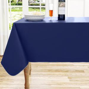 homing Rectangle Vinyl Tablecloth, Waterproof Spillproof Plastic Flannel Backed Table Cloth, Wipe Clean Table Cover for Dining, Buffet Parties and Camping (Navy Blue, 60" x 84")
