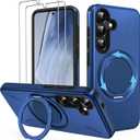 For Samsung Galaxy-S24 Case/Samsung Galaxy-S25 Case: 2X Screen Protectors, 360 Rotating Kickstand, Military-Grade Dual-Layer Protection, Slim Fit Protection Case for Samsung S24/ S25, Blue