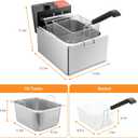 TANGME Commercial Deep Fryer, 1700W Electric Countertop Fryer 10.35QT with 6.35QT Baskets Stainless Steel Oil Fryer with Temperature Limiter for Home Kitchen and Restaurant