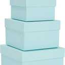 Stockroom Plus Set of 4 Sizes Square Nesting Gift Boxes with Lids for Presents, Stacking Decorative Goodie Box for Holidays, Wedding, Birthday, and Party (Teal)