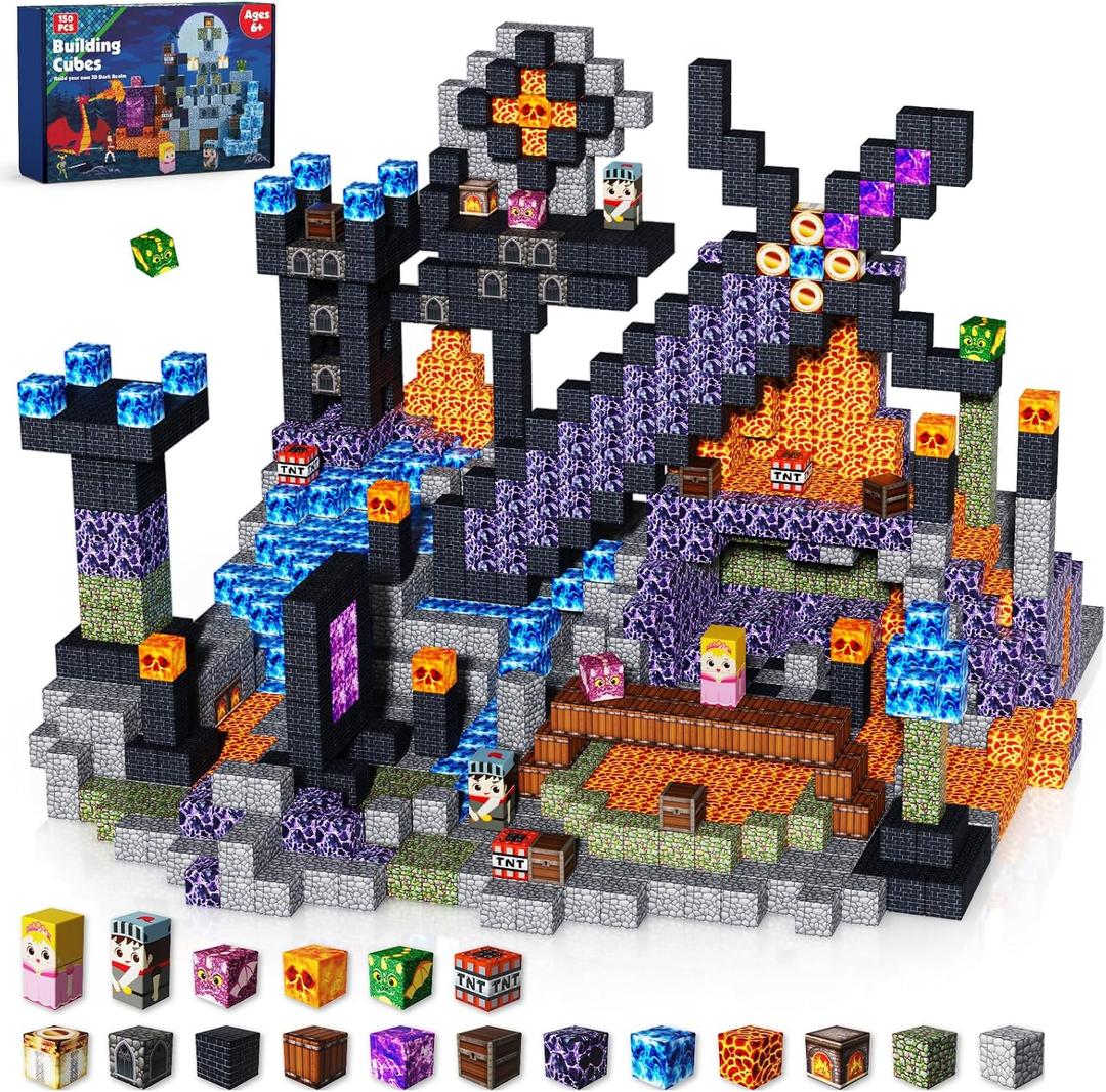 Goody King 150 PCS Magnetic Building Blocks,Dark Castle Set Magnetic Blocks,Magnetic Toys for Kids, Sensory Toy for STEM Learning Toys for Kids 3+ Boys and Girls Christmas Birthday Gifts