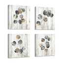 ARTISTIC PATH Leaf Artwork Botanical Canvas Print: Gray Leaves Painting Wall Art for Bathroom (12" W x 12" H x 4 PCS, Multi-Sized)