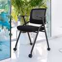 2 Pack Foldable Office Chairs with Wheels, Mesh Back, Arms and Portable - Folding Office Chairs for Conference Room Chair, Office Guest & Reception & Meeting Chair - (Black) 300 lbs.