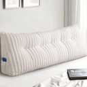 Headboard Pillow Queen, Triangular Wedge Pillow Headboard Queen, Cushion Headboards Reading Pillows, Backrest Pillows for Sitting in Bed or Working with Removable Cover, Beige (White)