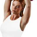 High Neck Longline Sports Bras for Women with Built in Bra Pads U Back Yoga Sports Bra Push up Workout Crop Tank Tops (M)