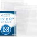 Spartan Industrial - 13" X 15" (100 Count) 2 Mil Clear Reclosable Zip Plastic Poly Bags with Resealable Lock Seal Zipper
