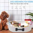 Morezi Dog toy baskets pet toy basket storage in small shallow stuff bin - Perfect for collect puppy toys, cat toy, grooming stuff, diapers, bed, for Bathroom, Playroom, Closet, Home - Beige