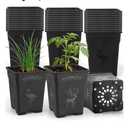 36 Pack 5.5 Inch Square Nursery Pots, Plastic Flower Pots with Drainage, Plant Pots for Plants, Reusable Planting Pots Planter for Seedlings, Transplanting & Indoor Use