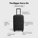 Away Bigger Carry-On Luggage, Lightweight Hardside Large Suitcase with Spinner Wheels, TSA Lock, Airline Approved, Jet Black, Standard