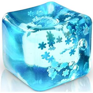 Stress Balls Ice Cube with Snowflakes Inside for Your Best Mellow and Chill, Snow Pieces Silent Nice Square Shape Anxiety Sensory Squishy Fidget Toy Slow Rise, Classroom Prizes, Calming Kids Adults