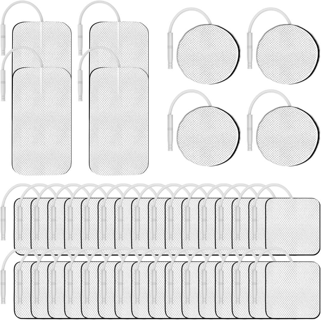 40PCS TENS Unit Replacement Pads, Electrode Pads with Self-Stick Performance and Non-Irritating, Compatible with TENS Use 2mm Pin Connector Such as AUVON TENS, TENS 7000, Etekcity, Nicwell Care Tens