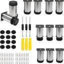 Sevender Adjustable Stainless Steel Furniture Feet 50x100mm with Mounting Accessories Pack of 12