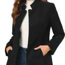 Allegra K Women's Winter Overcoat Mid-Long Stand Collar Single Breasted Coat Outerwear L