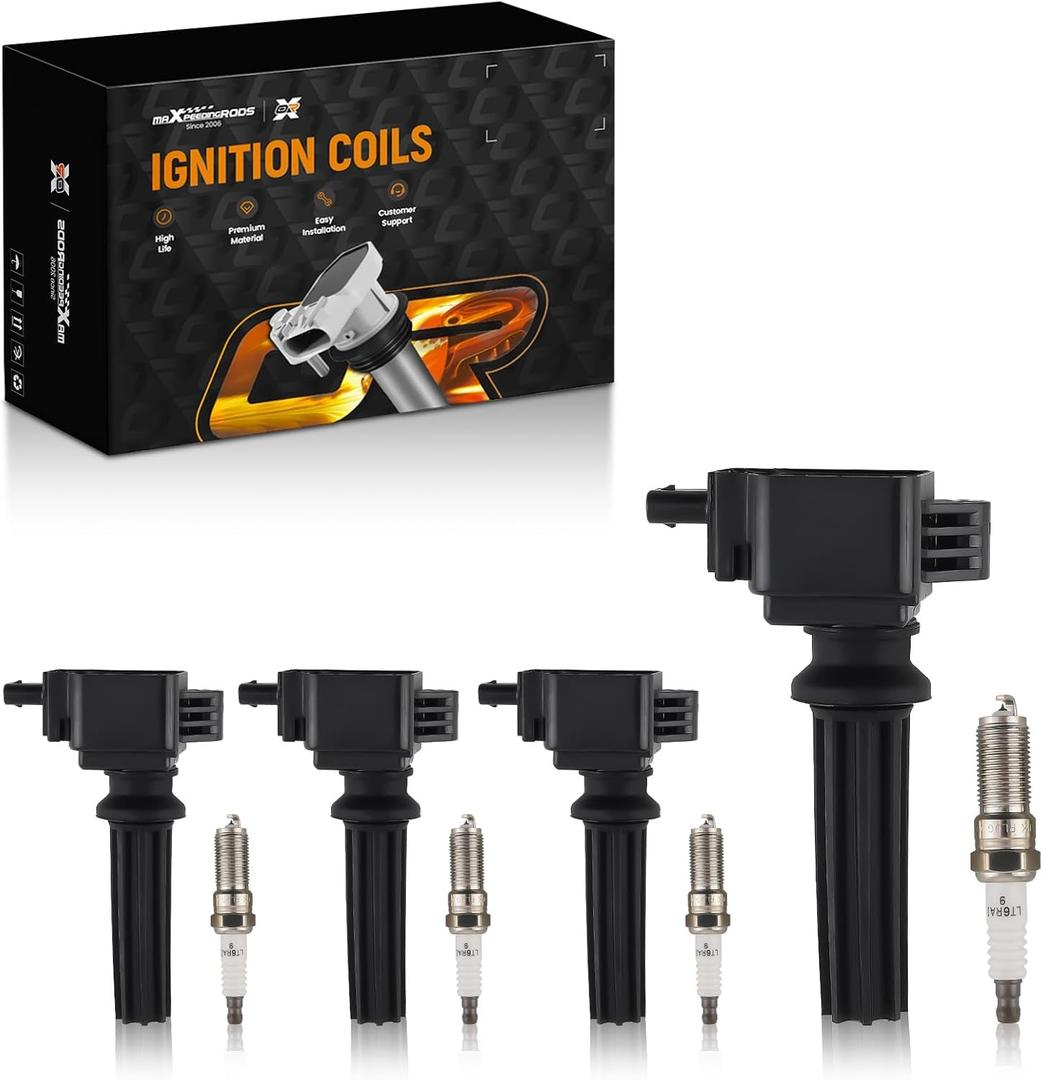 MaXpeedingrods UF670 Set of 4 Ignition Coil Pack and Iridium Spark Plugs Fit for Land Rover Lincoln Ford 2.0L 2.3LL4 2012-2020, for Jaguar XE XF, Ignition Coil Kit Replaces UF-670