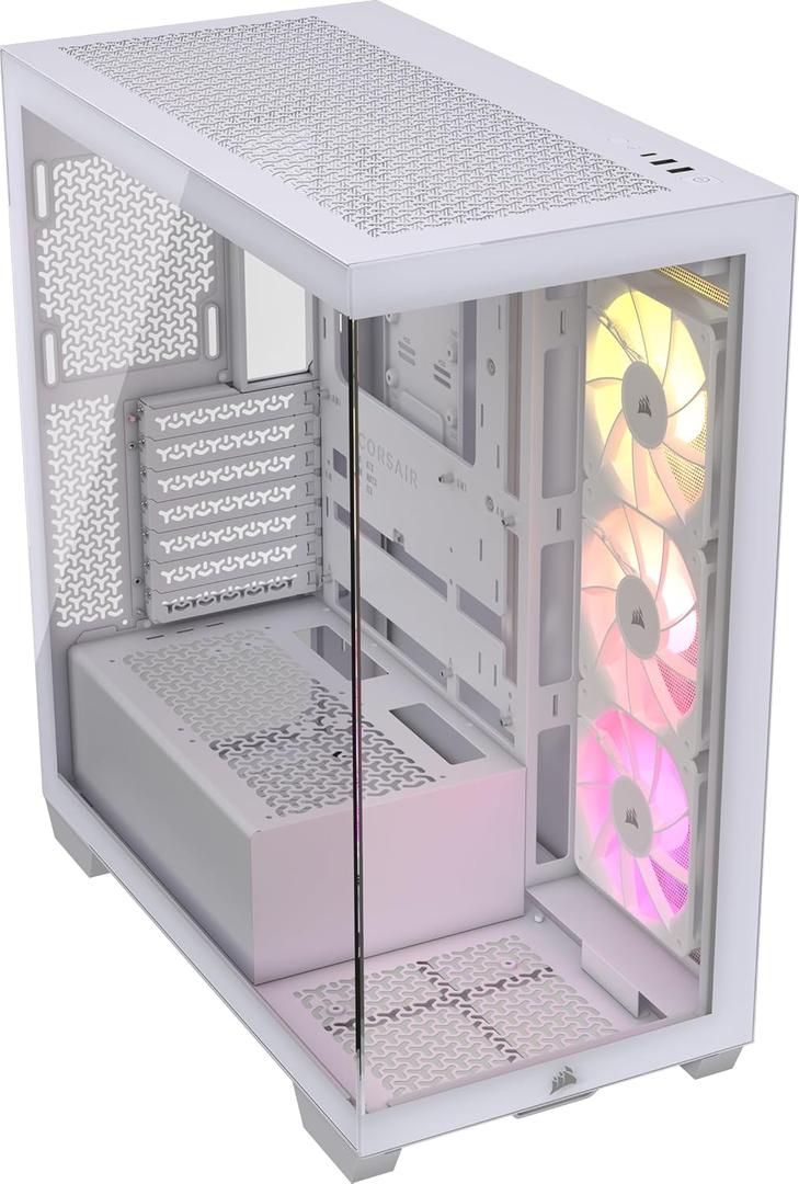 CORSAIR 3500X ARGB Mid-Tower ATX PC Case  Panoramic Tempered Glass  Reverse Connection Motherboard Compatible  3X CORSAIR RS120 ARGB Fans Included  White
