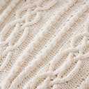 Battilo Cream White Ivory Throw Blanket for Couch, 51x 67 Inch, Woven Chenille Knit Throw Blanket for Chair, Super Soft Warm Decorative Textured Throw Blanket for Bed, Sofa and Living Room.