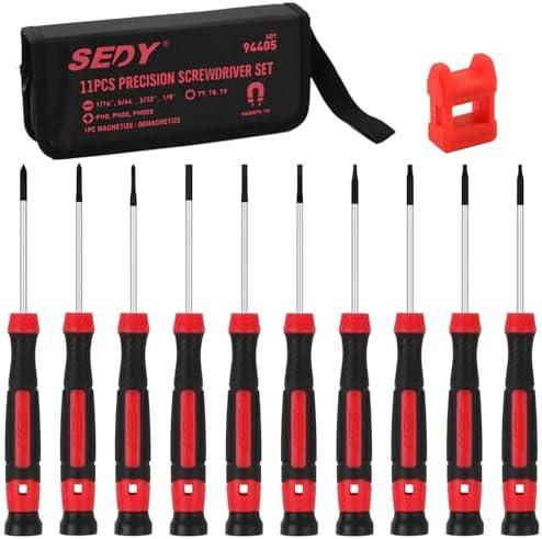 11-Piece Precision Screwdriver Set - Magnetic Mini Screwdrivers for Eyeglasses, Watches, Computers, Laptops, Phones - Phillips, Slotted, Torx, Non-Slip Handle, Portable Storage Bag Included