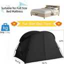 Black Privacy Sleep Indoor Full Size Bed Tent for Adults Kids, Foldable Blackout 90% Canopy Tents with Breathable Mesh Windows and Net Doors Curtains