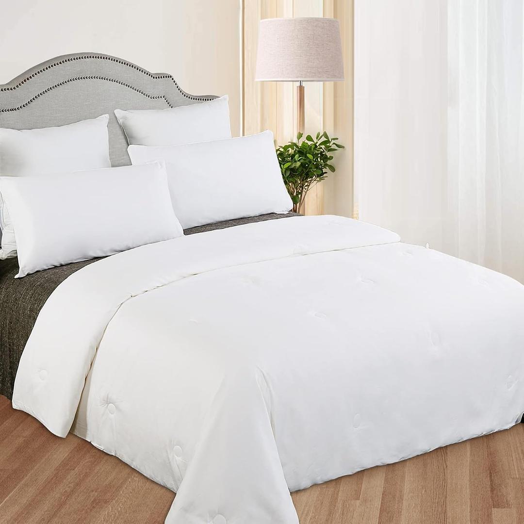 LilySilk All Season Silk Comforter/Duvet/Quilt, 100% Silk Floss Filling with 100% Cotton Cover Queen(87x90 Inch,Silk Weight:1.75kg) (White)