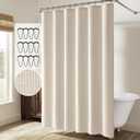 MIULEE Extra Long Linen Shower Curtain 96 Inches Long with 12 Metal Hooks Washable Beige Fabric Shower Curtain Set Waterproof Neutral Thick Cloth Shower Curtains for Bathroom Hotel Bathtub, Cream, 72"W x 96"L