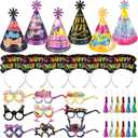 HOWAF New Years Eve Party Supplies -42pcs Happy New Year Cone Hats Fringed Noisemaker Headpieces Paper Eyeglasses for 2026 New Year Eve Party Decoration Favors, 2026 Decorations Kit for Adults