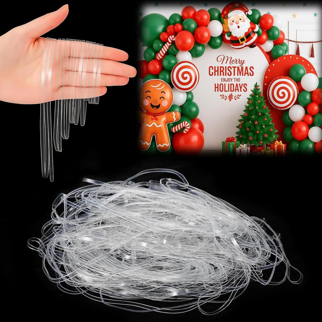 Eaasty 300 Pcs Clear Rubber Bands for Balloon Arch Elastic Tying Bands for Arch Frame Garland Wall Transparent Balloon Connectors Festival Holiday Crafts Decor(2.2", 3.3", 4.1", 4.9", 5.9", 6.7")