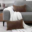 Deconovo Pack of 2, Square Pillowcase Covers, 20x20Inch, Cream Decorative Cushion Covers with Pattern Stripes, Corduroy Pillow Cases Machine Washable for Bedroom Sofa Couch