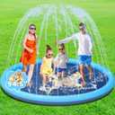 Non-Slip Large Sprinkler Splash Play Mat,YSJILIDE Splash Pad for Kids and Dog (Blue, XXL-95)