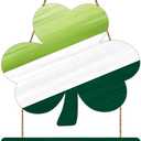 2 x St Patricks Day Wreath St Patricks Day Door Decorations Shamrock Wreath Wooden Shamrock Front Door Hanger Welcome Sign for Porch Wall Indoor Home Decor