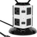 Power Strip Tower with 6 Outlets, 4 USB-A & 2 USB-C Ports, 1875W/15A Heavy Duty Charging Station for Multiple Devices, Plug Tower with 6ft Extension Cord, for Home, Office, Dorm