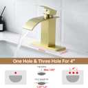 Fransiton Waterfall Single Handle Bathroom Sink Faucet with Drain Light Gold