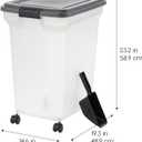 IRIS USA Dog Food Storage Container 58 lbs, Attachable Wheels, & Included Scoop, for Dog Cat Birds and other Pets, Food Storage Bin, Keep Fresh, Easy Mobility, BPA Free - Made in the USA, Dark Gray