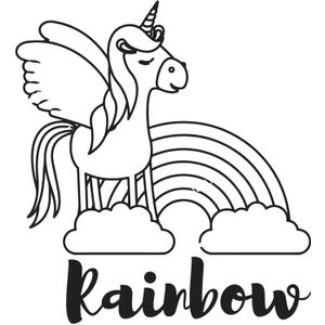 Girls Rainbow Beautiful Cartoon Wall Decal Decoration Cute Baby Unicorn Beautiful Rainbow and Clouds Lasts Years and Easily Removable - Size: 18 in(W) x 20 in(H)