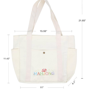 Mahjong Bag for Tiles and Racks Empty American Mahjong Tiles Carrying Tote 31.5 x 12 x 4 Inches Canvas Tile Games Accessories Gifts for Card Pushers Rack Mat Carrying (Bag Only)