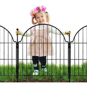 Decorative Metal Garden Fence 6 Panels, 25in (H) x 12.2ft (L) No Dig Outdoor Dog Fence Panels, Easy Install Temporary Fencing for Yard, Rustproof Wire Garden Border