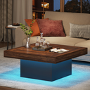 Coffee Table Square LED Coffee Table Engineered Wood Low Coffee Table for Living