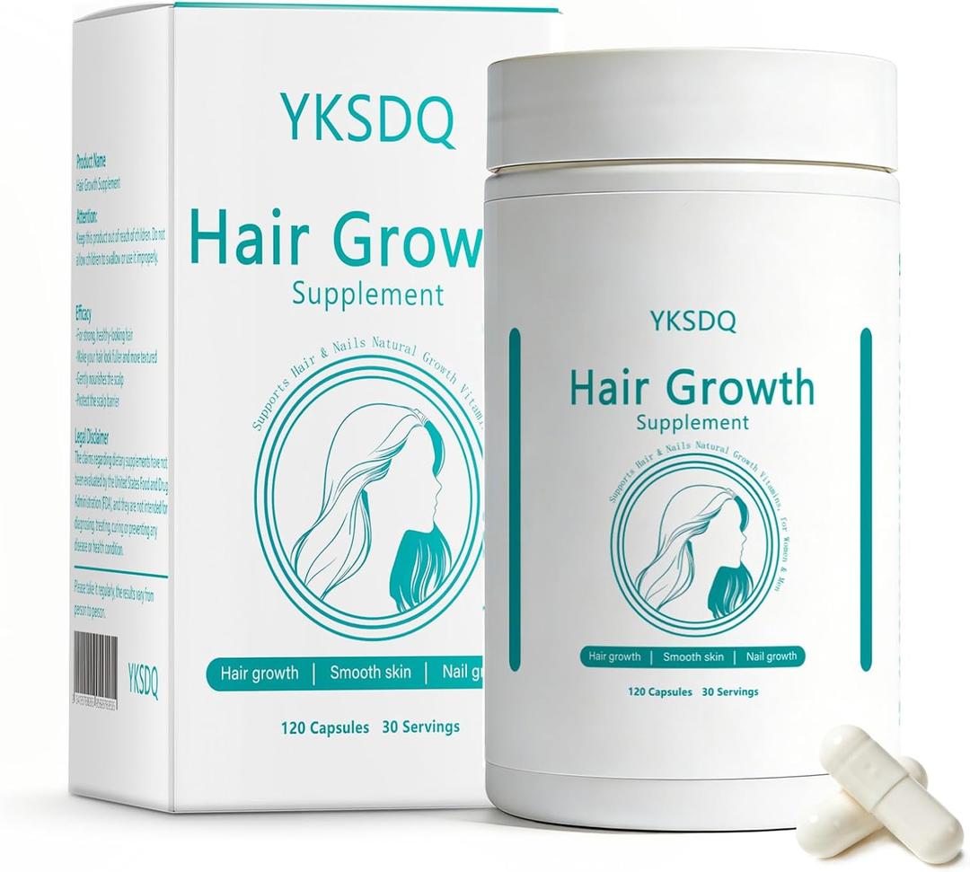 Hair Growth Biotin 10000mcg Supplement with Vitamins A C D E & Calcium - 30-in-1 Formula for Hair & Nails Support, for Women & Men, 30 Servings (1)