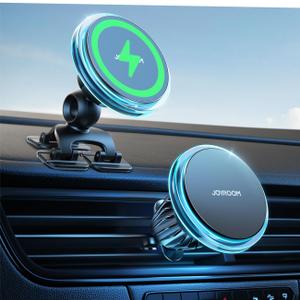 JOYROOM for MagSafe Car Mount Charger, 2025 Upgraded 15W Fast Charging Magnetic Wireless Car Charger Suitable for [Vent+Dash+Wall],for Magsafe Charger Car Phone Holder Mount for iPhone 16 Pro/15/14/13