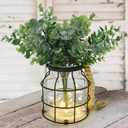 Farmhouse Decor Vase, Rustic Home Decor, Vintage Glass Vases - Rustic Lantern Decoration with Plants Lights, Decorative Glass VaSe for Home Floral Arrangement Centerpieces